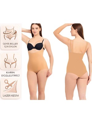 Bipamuk Kadın Göğüs Altı Çıtçıtlı Body Korse Lazer Kesim 1 Beden Ince Gösteren