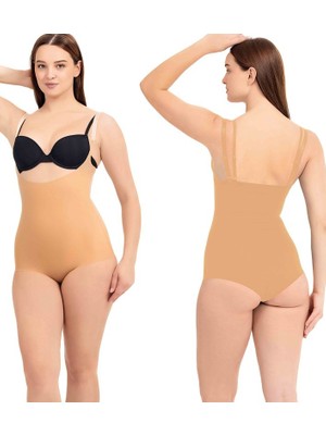 Bipamuk Kadın Göğüs Altı Çıtçıtlı Body Korse Lazer Kesim 1 Beden Ince Gösteren