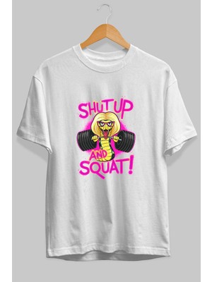 Ankhises Gym , Spor , Fitness Serisi 43 Ön Baskılı Oversize T-Shirt Erkek Kadın Pamuk Bisiklet Yaka Tişort