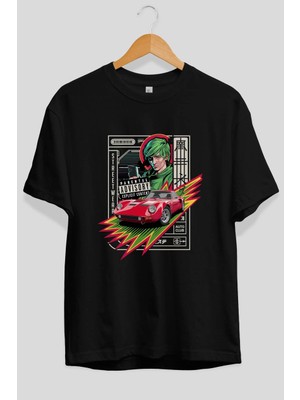 Ankhises Araba Serisi (44) Ön Baskılı Oversize T-Shirt Erkek Kadın Pamuk Bisiklet Yaka Tişort