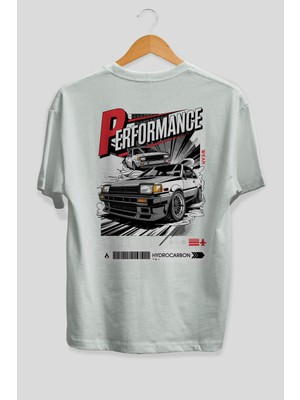 Ankhises Araba Serisi (14) Arka Baskılı Oversize T-Shirt Erkek Kadın Pamuk Bisiklet Yaka Tişort
