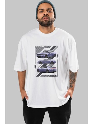 Ankhises Araba Serisi (43) Ön Baskılı Oversize T-Shirt Erkek Kadın Pamuk Bisiklet Yaka Tişort
