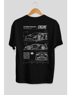Ankhises Araba Serisi (2) Arka Baskılı Oversize T-Shirt Erkek Kadın Pamuk Bisiklet Yaka Tişort