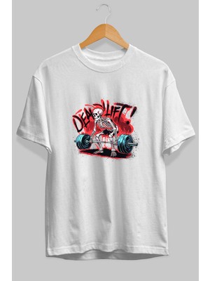 Ankhises Gym , Spor , Fitness Serisi 17 Ön Baskılı Oversize T-Shirt Erkek Kadın Pamuk Bisiklet Yaka Tişort