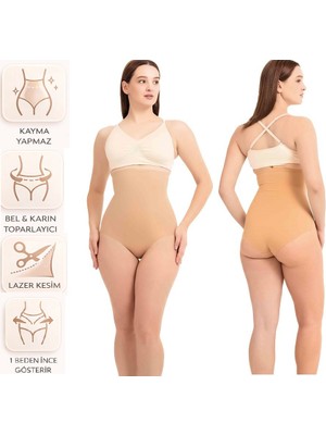 Bipamuk Kadın Lazer Kesim Slip Korse Yüksek Bel Dikişsiz Karın Toparlayıcı
