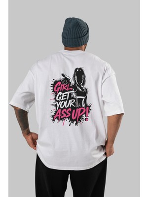 Ankhises Gym , Spor , Fitness Serisi 12 Arka Baskılı Oversize T-Shirt Erkek Kadın Pamuk Bisiklet Yaka Tişort