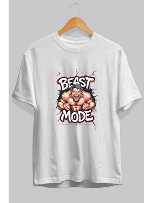 Ankhises Gym , Spor , Fitness Serisi 40 Ön Baskılı Oversize T-Shirt Erkek Kadın Pamuk Bisiklet Yaka Tişort