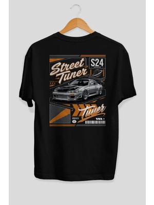 Ankhises Araba Serisi (10) Arka Baskılı Oversize T-Shirt Erkek Kadın Pamuk Bisiklet Yaka Tişort
