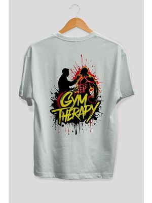 Ankhises Gym , Spor , Fitness Serisi 44 Arka Baskılı Oversize T-Shirt Erkek Kadın Pamuk Bisiklet Yaka Tişort