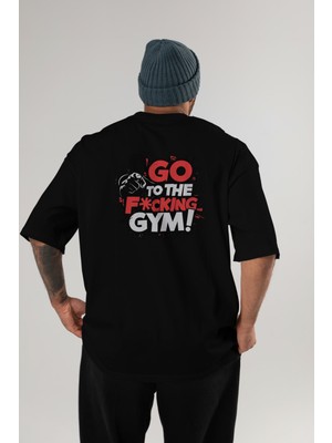 Ankhises Gym , Spor , Fitness Serisi 56 Arka Baskılı Oversize T-Shirt Erkek Kadın Pamuk Bisiklet Yaka Tişort