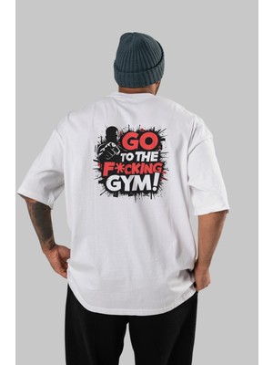 Ankhises Gym , Spor , Fitness Serisi 56 Arka Baskılı Oversize T-Shirt Erkek Kadın Pamuk Bisiklet Yaka Tişort