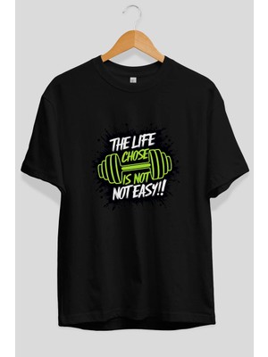 Ankhises Gym , Spor , Fitness Serisi 4 Ön Baskılı Oversize T-Shirt Erkek Kadın Pamuk Bisiklet Yaka Tişort