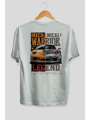 Ankhises Araba Serisi (100) Arka Baskılı Oversize T-Shirt Erkek Kadın Pamuk Bisiklet Yaka Tişort