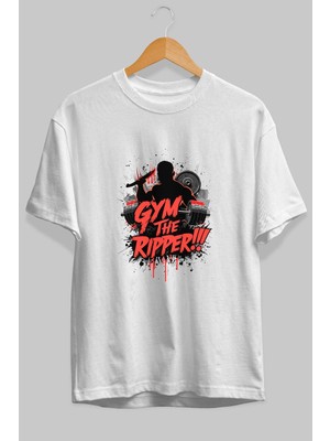 Ankhises Gym , Spor , Fitness Serisi 36 Ön Baskılı Oversize T-Shirt Erkek Kadın Pamuk Bisiklet Yaka Tişort