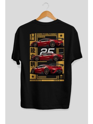Ankhises Araba Serisi (23) Arka Baskılı Oversize T-Shirt Erkek Kadın Pamuk Bisiklet Yaka Tişort