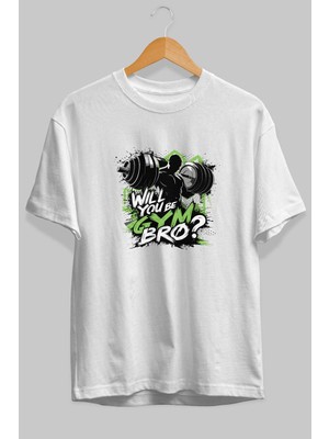 Ankhises Gym , Spor , Fitness Serisi 52 Ön Baskılı Oversize T-Shirt Erkek Kadın Pamuk Bisiklet Yaka Tişort