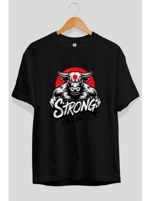 Ankhises Gym , Spor , Fitness Serisi 61 Ön Baskılı Oversize T-Shirt Erkek Kadın Pamuk Bisiklet Yaka Tişort