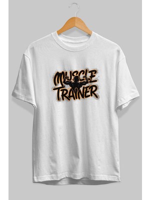 Ankhises Gym , Spor , Fitness Serisi 55 Ön Baskılı Oversize T-Shirt Erkek Kadın Pamuk Bisiklet Yaka Tişort