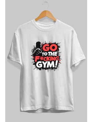 Ankhises Gym , Spor , Fitness Serisi 56 Ön Baskılı Oversize T-Shirt Erkek Kadın Pamuk Bisiklet Yaka Tişort