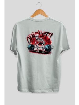 Ankhises Gym , Spor , Fitness Serisi 17 Arka Baskılı Oversize T-Shirt Erkek Kadın Pamuk Bisiklet Yaka Tişort