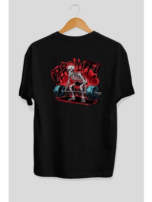 Ankhises Gym , Spor , Fitness Serisi 17 Arka Baskılı Oversize T-Shirt Erkek Kadın Pamuk Bisiklet Yaka Tişort