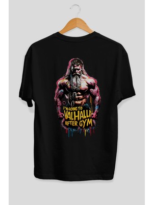 Ankhises Gym , Spor , Fitness Serisi 19 Arka Baskılı Oversize T-Shirt Erkek Kadın Pamuk Bisiklet Yaka Tişort