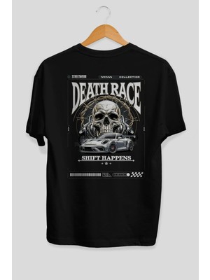 Ankhises Araba Serisi (46) Arka Baskılı Oversize T-Shirt Erkek Kadın Pamuk Bisiklet Yaka Tişort