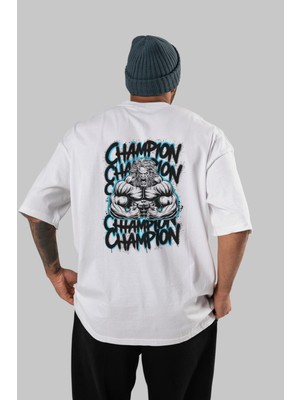 Ankhises Gym , Spor , Fitness Serisi 37 Arka Baskılı Oversize T-Shirt Erkek Kadın Pamuk Bisiklet Yaka Tişort