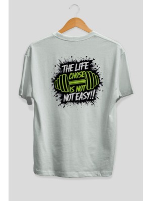 Ankhises Gym , Spor , Fitness Serisi 4 Arka Baskılı Oversize T-Shirt Erkek Kadın Pamuk Bisiklet Yaka Tişort