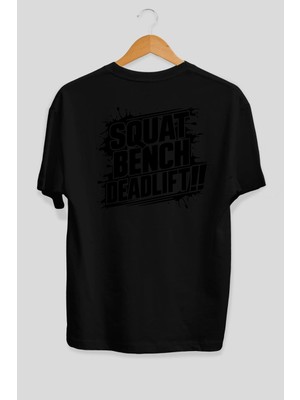 Ankhises Gym , Spor , Fitness Serisi 75 Arka Baskılı Oversize T-Shirt Erkek Kadın Pamuk Bisiklet Yaka Tişort