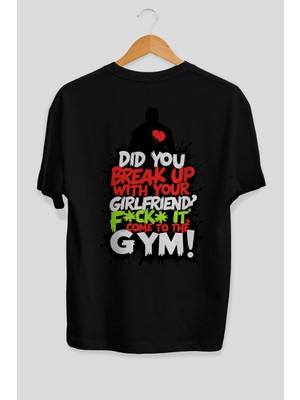 Ankhises Gym , Spor , Fitness Serisi 50 Arka Baskılı Oversize T-Shirt Erkek Kadın Pamuk Bisiklet Yaka Tişort