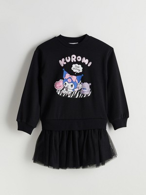 Lc Waikiki Yeni Sezon Bisiklet Yaka Kuromi Baskılı Kız Çocuk Elbise