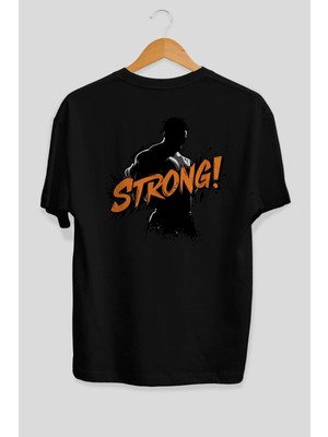 Ankhises Gym , Spor , Fitness Serisi 7 Arka Baskılı Oversize T-Shirt Erkek Kadın Pamuk Bisiklet Yaka Tişort