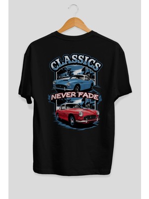 Ankhises Araba Serisi (98) Arka Baskılı Oversize T-Shirt Erkek Kadın Pamuk Bisiklet Yaka Tişort