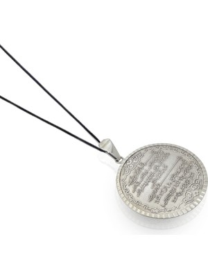 Oya Silver Gümüş Ayetel Kürsi Madalyon Kolye 4.6x3.5cm [OYSY161]