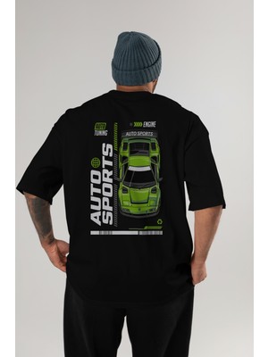 Ankhises Araba Serisi (13) Arka Baskılı Oversize T-Shirt Erkek Kadın Pamuk Bisiklet Yaka Tişort