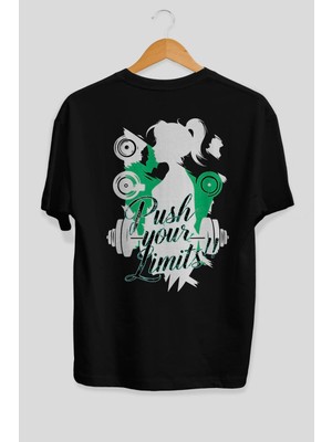 Ankhises Gym , Spor , Fitness Serisi 20 Arka Baskılı Oversize T-Shirt Erkek Kadın Pamuk Bisiklet Yaka Tişort