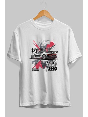 Ankhises Araba Serisi (73) Ön Baskılı Oversize T-Shirt Erkek Kadın Pamuk Bisiklet Yaka Tişort
