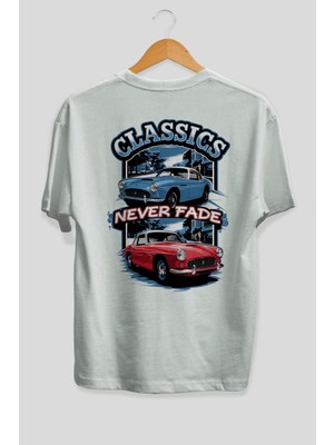 Ankhises Araba Serisi (98) Arka Baskılı Oversize T-Shirt Erkek Kadın Pamuk Bisiklet Yaka Tişort