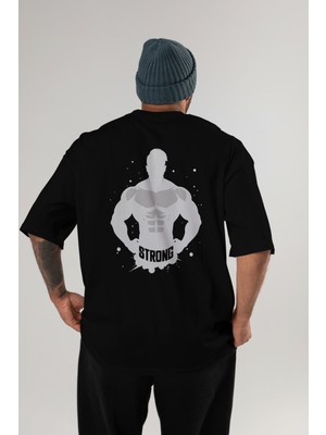 Ankhises Gym , Spor , Fitness Serisi 31 Arka Baskılı Oversize T-Shirt Erkek Kadın Pamuk Bisiklet Yaka Tişort