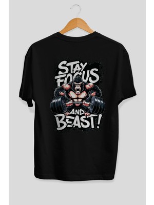 Ankhises Gym , Spor , Fitness Serisi 22 Arka Baskılı Oversize T-Shirt Erkek Kadın Pamuk Bisiklet Yaka Tişort