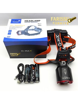 farissu PS-T2309 Ultra Güçlü 40W 4000 Lümen Hareket Sensörlü Zoomlu Kafa Lambası + 3 Adet 18650 Pil