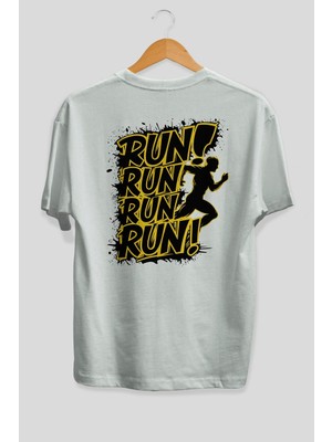 Ankhises Gym , Spor , Fitness Serisi 46 Arka Baskılı Oversize T-Shirt Erkek Kadın Pamuk Bisiklet Yaka Tişort