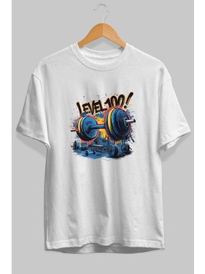 Ankhises Gym , Spor , Fitness Serisi 23 Ön Baskılı Oversize T-Shirt Erkek Kadın Pamuk Bisiklet Yaka Tişort