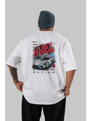 Ankhises Araba Serisi (79) Arka Baskılı Oversize T-Shirt Erkek Kadın Pamuk Bisiklet Yaka Tişort