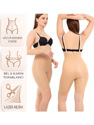 Bipamuk Kadın Göğüs Altı Paçalı Body Korse Lazer Kesim Ayarlanabilir Askılı Kıyafet Altında Iz Yapmaz