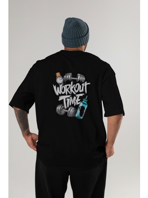 Ankhises Gym , Spor , Fitness Serisi 35 Arka Baskılı Oversize T-Shirt Erkek Kadın Pamuk Bisiklet Yaka Tişort