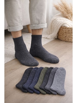 Reflect Your Style 10 Adet Erkek Kışlık Desenli Yün Çorap Koyu Tonlar Asorti 40-44 Numara Uyumlu