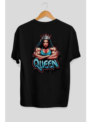 Ankhises Gym , Spor , Fitness Serisi 62 Arka Baskılı Oversize T-Shirt Erkek Kadın Pamuk Bisiklet Yaka Tişort