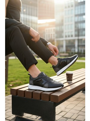 Enoch Hakiki Deri Rugan Bağcıklı Erkek Sneaker Ortopedik Taban